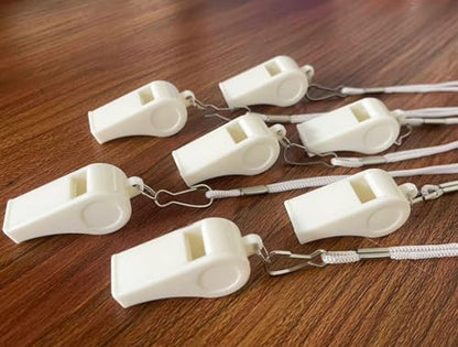 20 Pcs Plastic Loud Whistles with Lanyard for Referee Coaches Basketball Football Sports Training Game Event Lifeguard Survival Emergency Fun School Kids Tool Set Suppliers - color: White