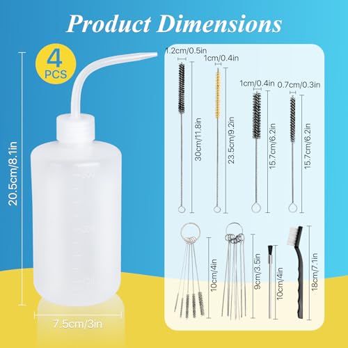 25 Pcs Spray Gun Cleaning Kit, 4 Pcs 500ML Bottle and 21 Pcs Spray Paint Gun Cleaning Brushes, Plastic Squeeze Wash Bottle, Airbrush Clean Set for Spray Guns Suction Gravity Pressure Feed