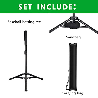 Hikeen Baseball Tees - Batting Tee with Portable Tripod Stand for Softball Hitting Training, Includes Carrying Bag - style: tee