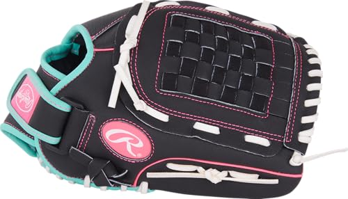 Rawlings | Sure Catch Series Youth Softball Glove - color: Black / Mint / Pink, size: 12"