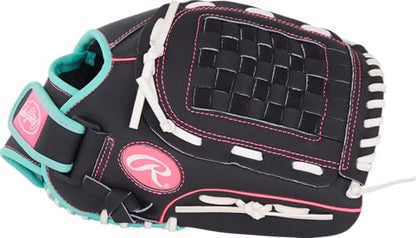 Rawlings | Sure Catch Series Youth Softball Glove - color: Black / Mint / Pink, size: 12"