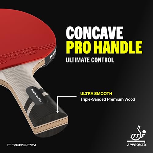 PRO-SPIN Ping Pong Paddles – ITTF Approved Professional Table Tennis Rackets with Carbon Fiber for Superior Control | 7-Ply Blade, Premium Rubber, 2.0mm Sponge - color: 4-Pack | Blue/Red