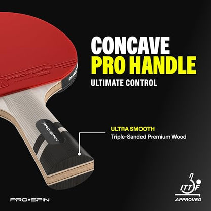 PRO-SPIN Ping Pong Paddles – ITTF Approved Professional Table Tennis Rackets with Carbon Fiber for Superior Control | 7-Ply Blade, Premium Rubber, 2.0mm Sponge - color: 4-Pack | Blue/Red