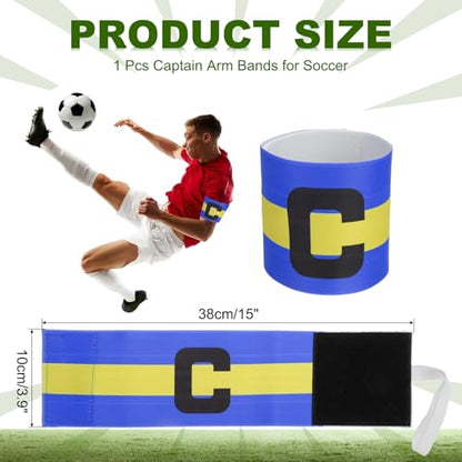 PATIKIL Soccer Captain Armband, Captain Arm Bands for Soccer Elastic Captain C Arm Bands Sports Captain Armbands for Youth Adult Football Team Training - color: Blue/Yellow