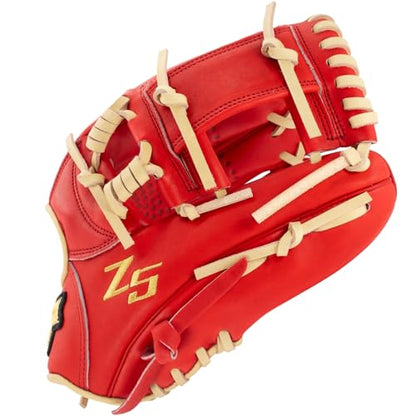 SSK Z5 Craftsman Youth Baseball Glove – 10.5” – 11” – 11.25” – 11.5” Right & Left Hand Throw - color: Red/Camel - I Web, size: 11.5" - Right Hand Throw