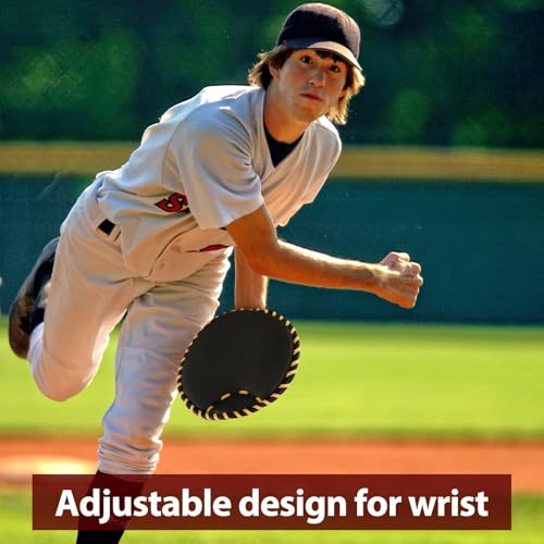 VioraWhite Pancake Baseball and Softball Training Glove with Practice Foam Ball - Flat & Soft Premium PVC Fielding Gear for Right-Hand Throw, Great Choice for Teens - color: Black