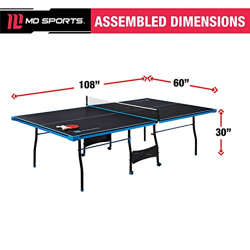 MD Sports Table Tennis Tables Multiple Styles Ping Pong Tables, Foldable for Easy Storage with Nets Included, Perfect for Family Game Rooms | Multiple Styles - style: Black & Light Blue