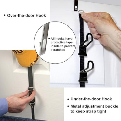 Perfect Curve Cap Rack | Over-The-Door Hat Organizer | Nine hooks holds 9-18 Caps | Baseball Cap Rack for Door | 1 Strap | Black - size: 1 Strap - up to 18 Caps