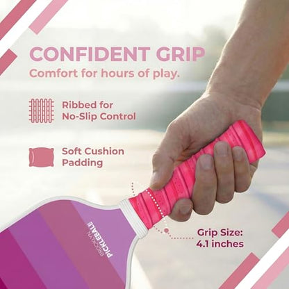 – Carbon Fiber Pickleball Paddles – USAPA Approved, Honeycomb Core, Cushioned Grip, Lightweight Design – Single Paddles & Paddle Sets - color: Neon Pink - Paddle Set