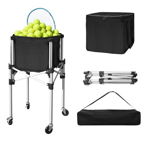 Retractable Tennis Ball Hopper Holds 180 Balls, Upgraded Tennis Ball Basket, Easy to Use Without Installation for Tennis Training and Teaching