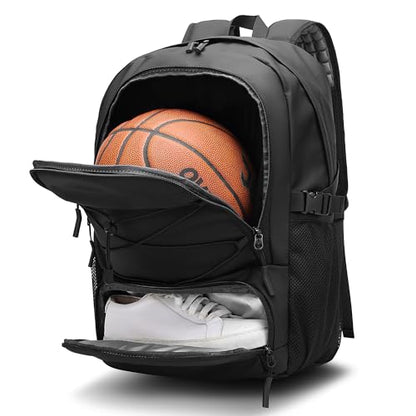 FUTURE AESTHEICS Basketball Backpack Large Sport Bag for Men，Waterproof Backpack with Separate Ball Holder Shoes Compartment，Sports Equipment Bag for Basketball，Volleyball，Soccer，Gym，Outdoor