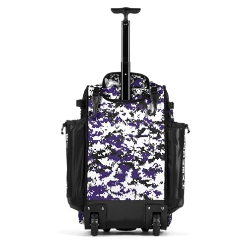 Boombah Rolling Catchers Superpack Baseball/Softball Gear Bag Digital Camo - 23-1/2" x 13-1/2" x 9-1/2" - Multiple Colors - Telescopic Handle and Holds 4 Bats - Wheeled Version - color: Black/Purple