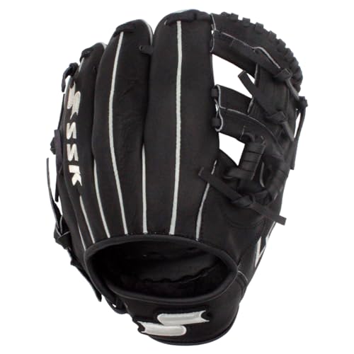 SSK Z5 Training Gear Quick Hands Infield Baseball Training Gloves 8.5” – 9” – 9.5” – 10” – 10.5” Right & Left Hand Throw - color: Black-1050 I Web, size: 10.5" - Right Hand Throw
