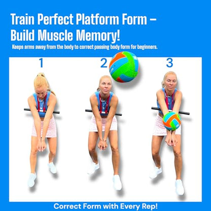 Bump-Pass Volleyball Training Equipment Kit for Proper Passing Technique – Foldable Sticks with Adjustable Fit and Foam-Padded Ends – Training Volleyball Gifts for Solo or Team Practice