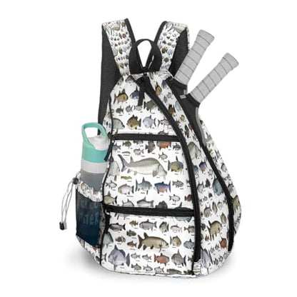 Pickleball Bag Sea Fish Pickle Ball Backpack for Women Men Premium Lightweight Crossbody Sling Bag Sports Backpack for Pickleball Paddle Tennis - color: Sea Fish
