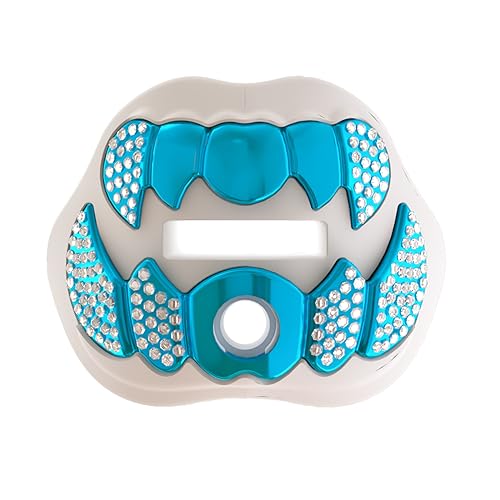 LeCool Football Mouth Guard with Connected Strap- 3D Beast Chrome Adult and Youth Mouth Guard-Mouth Piece for Sports for Maximum Air Flow and Teeth Protection