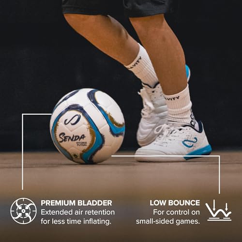 Senda Vitoria Premium Match Futsal Ball, Fair Trade Certified - color: Gold/Light Blue, size: Size 4