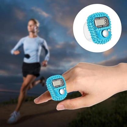 Electronic Finger Tally Counter Clicker Counter,Convenient Portable Digital Display Tally Counter,Resettable Mini Lap Counter for Golf Goods Counting Accessories,Track and Field Lap Counters - color: Blue