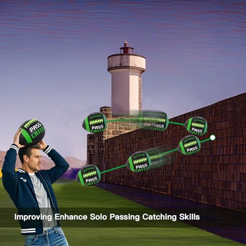 PassCatch Training Football, Composite Fatherless Bounce Back Youth Football, Training Improving Enhance Solo Passing Catching Skills (Deflated)