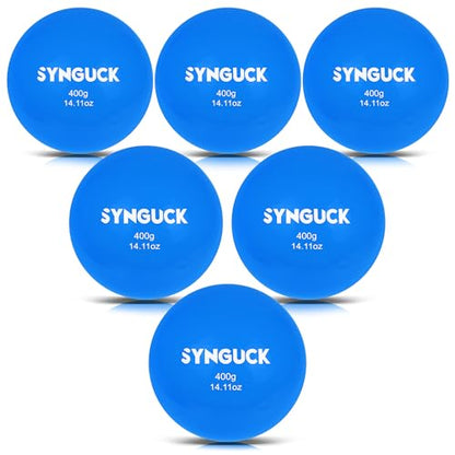 SYNGUCK 4/6 Pack Weighted Plyo Balls Set for Baseball & Softball Training - Improve Power, Pitching, Hitting - Perfect for Yoga, Fitness, Plyometrics - All Skill Levels - style: Light Blue(14oz)