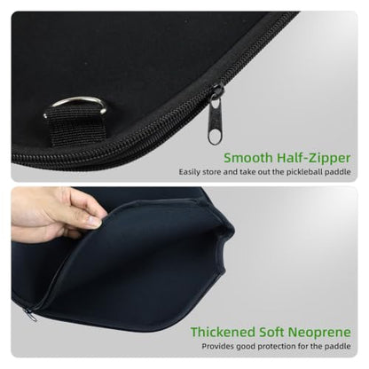zxbaers 2PCS Pickleball Paddle Cover, Universal Pickleball Racket Sleeve Neoprene with Shoulder Strap, Pickleball Paddle Storage Bag Fit for Most USAPA Standard Pickleball Paddle Accessories