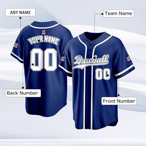 Custom Baseball Jersey Personalized Stitched Family Team Name Number Shirts Uniforms for Women Men Youth Kids - color: Blue-26