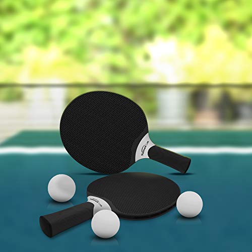 Senston Table Tennis Rackets Set, Professional Table Tennis Racket with 3 Balls, Composite Rubber Ping Pong Paddle Set - color: Black & Net
