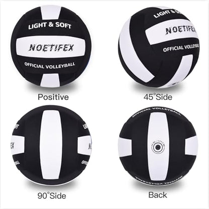 Soft Volleyball-Super Soft Fabric Light Volleyball for Indoor Practice Safe and Quiet Kids Youth Beginners House Yard Training Practice Games(Deflated) - color: Black,white
