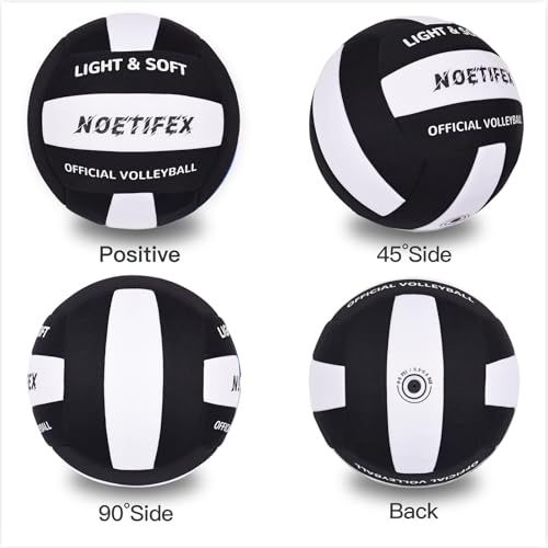 Soft Volleyball-Super Soft Fabric Light Volleyball for Indoor Practice Safe and Quiet Kids Youth Beginners House Yard Training Practice Games(Deflated) - color: Black,white