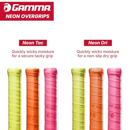 GAMMA Sports Neon Tennis Overgrips - High Performance and Moisture Wicking, Also for Pickleball, Padel, Racquet Sports OG – Dri, Safari, or Tac - style: Neon Tac OG