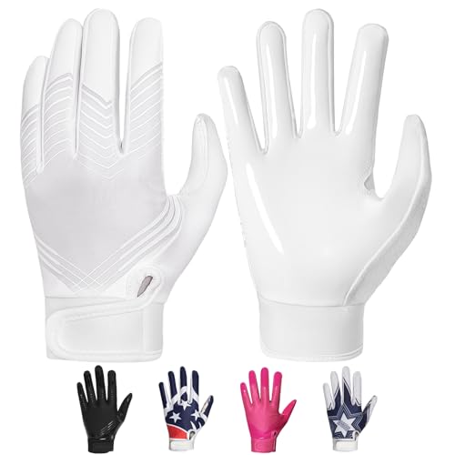 RIGWARL Football Gloves Adult Men, Youth Kids Football Gloves with Super Sticky Grip, Receiver Glove Best Gift for Adult Youth Kids Boys 8-12