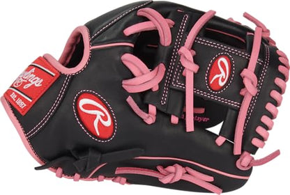 Rawlings | R9 Series Baseball Glove - color: Black / Pink | Pro I Web, size: 11.5"