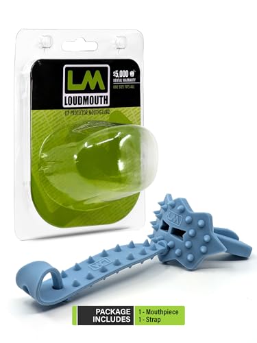 Loudmouth Football Mouth Guard - 3D SpikeSurge Football Mouthpiece with Strap, Fits Adult & Youth, Mouth Guard Football Accessories (Carolina Blue) - color: Carolina Blue