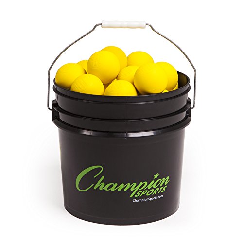 Champion Sports Lacrosse Balls Bucket - 36 Count NCAA & NFHS Certified Regulation Training & Game Balls - Yellow - color: Yellow