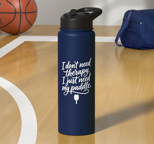 I don't need therapy, I just need my paddle. Pickleball game Stainless Steel Insulated Water Bottle - color: Navy Blue