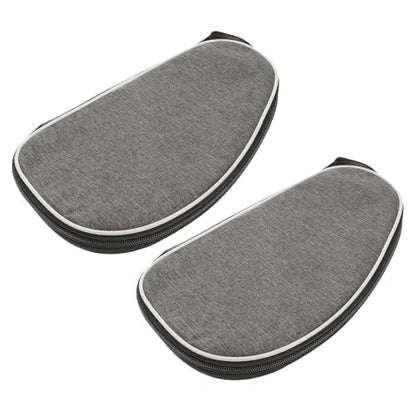 2pcs Table Tennis Paddle Case Set with Storage Pocket, Grey Portable Pingpong Racket Bag for Paddle and Ball, Sturdy Carrying Organizer for Sports and Travel