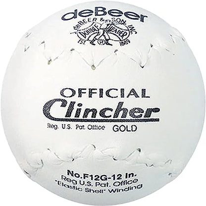 deBeer 12" Gold Clincher Softballs – Official Size & Weight – 1 Dozen (12 Balls)