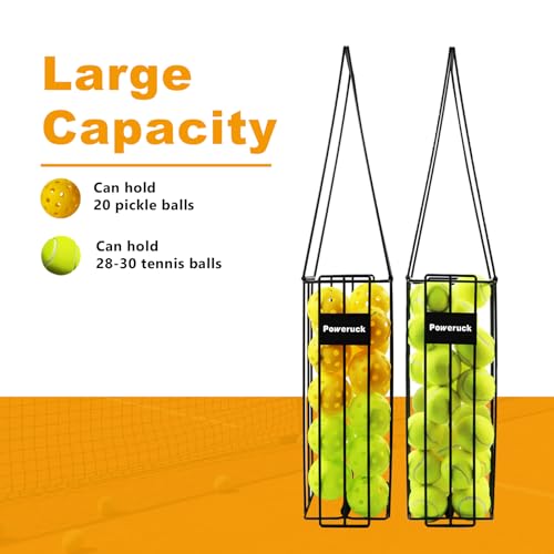 Pickleball Tennis Ball Hopper Set, Pickleball Tennis Ball Basket Holder with 20 Outdoor Pickleball Balls,Perfect Court Equipment for Beginner