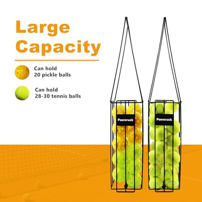 Pickleball Tennis Ball Hopper Set, Pickleball Tennis Ball Basket Holder with 20 Outdoor Pickleball Balls,Perfect Court Equipment for Beginner
