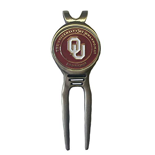 Divot Repair Tool Removable Magnetic Ball Marker-Best Divot Fixer - style: OKLAHOMA SOONERS