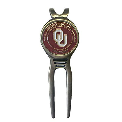 Divot Repair Tool Removable Magnetic Ball Marker-Best Divot Fixer - style: OKLAHOMA SOONERS
