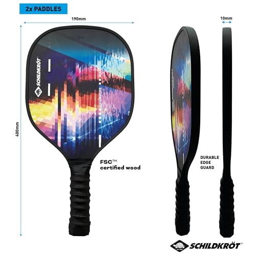 Schildkröt® Pickleball Set with 2 Rackets, 1 Indoor and 1 Outdoor Ball, 1 Carrying Bag, for Beginners and Advanced Players