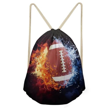 Mumeson Lightweight Crossbody Bag Basketball Bag Backpack Gym Sackpack Shoulder Bag Tote Bag, Fire Water Football Print - color: Fire Water Football Print