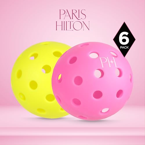 Paris Hilton - Performance Pickleballs 40-Hole, 6 Pack Durable Outdoor Balls, Precision Flight Design for Consistent Bounce and Long-Lasting Play