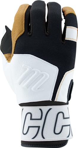 MARUCCI Blacksmith Full WRAP Youth Batting Glove V2 - color: WHITE/BLACK, size: Youth Large