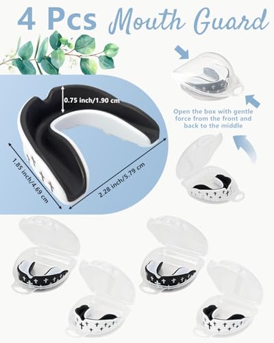 Piemow 4 Pcs Mouth Guard - Faith Cross Mouthguard with Case, Religious Adult Mouth Guards Braces for Football Boxing Basketball Lacrosse Hockey and All Contact Sports - color: Cross