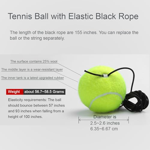 Q&F Tech Tennis Trainer Rebound Ball Set, Solo Practice Reaction Kit/Ball, Portable Self Training Tool/Device, for Beginners/Adults - 1base+2balls