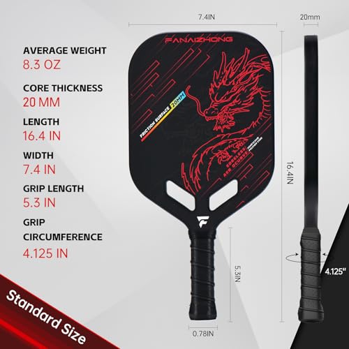 Pickleball Paddle T700 Carbon Fiber | 20mm Thickness | Thermoformed Pickleball Paddle with Aerodynamic Design Used for tournaments, Power & Control & Spin Max | Edgeless Design