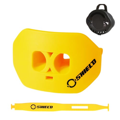 O Shield Core Football Mouth Guard with Detachable Strap, No Boil Brace Friendly Lip Guard for Football, 7v7, Flag Football and Training - color: Yellow / Gold