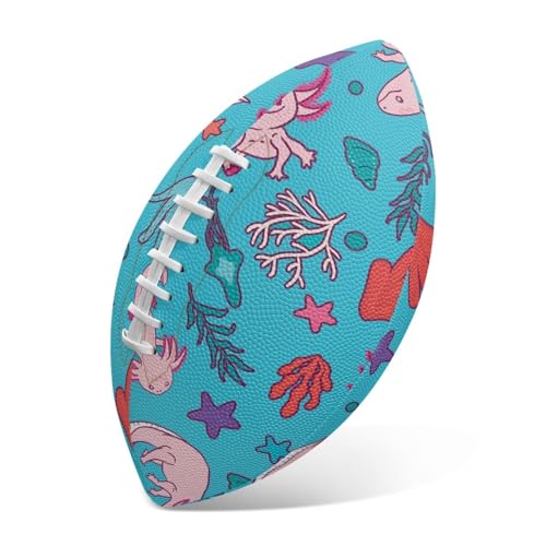 SYtrade Recreational Football Game Footballs PU Composite Leather Footballs for Training Indoor Outdoor - color: Axolotl Starfish Blue